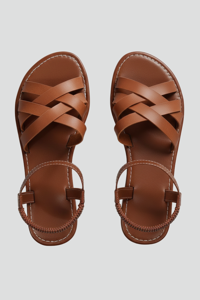 Women’s Sandals with Crisscross Straps and Ankle Band
