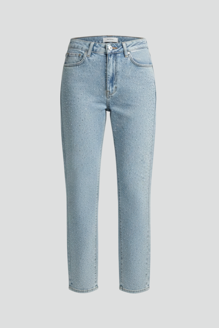 Women’s Jeans with High Waist and Shimmer Surface