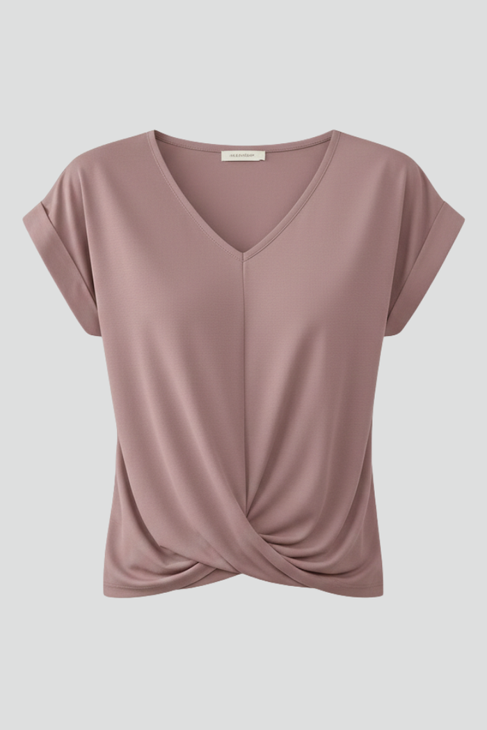 Women’s Blouse with V Neckline and Short Sleeves