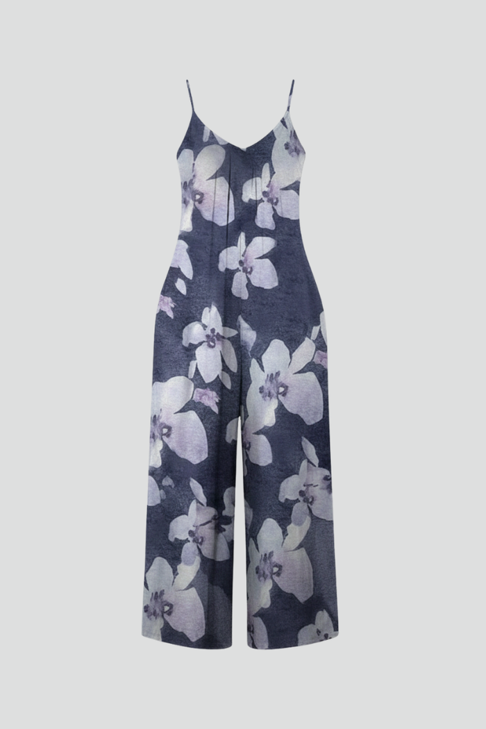 Women’s Jumpsuit with Adjustable Straps and Printed Surface