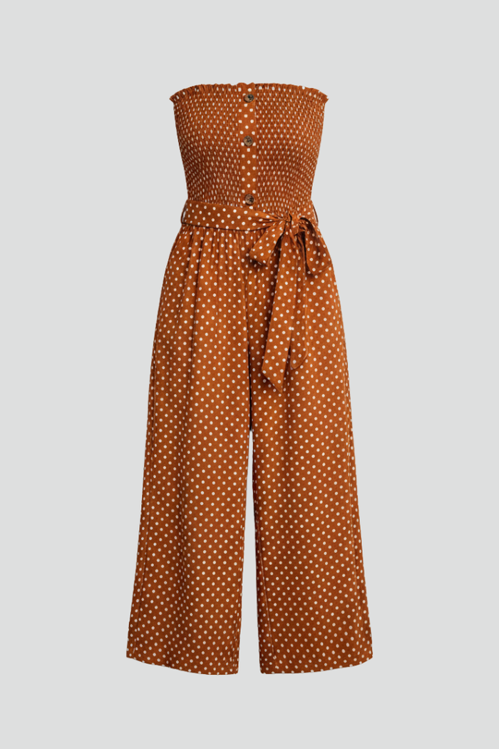 Women’s Jumpsuit with Bandeau Neckline and Button Front
