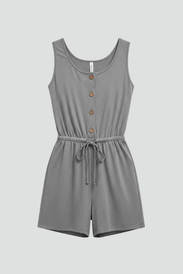 Women’s Jumpsuit with Button Front and Drawstring Waist