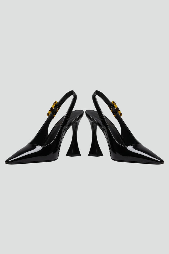 Women's Leather High Heels with Pointed Toe and Open Design