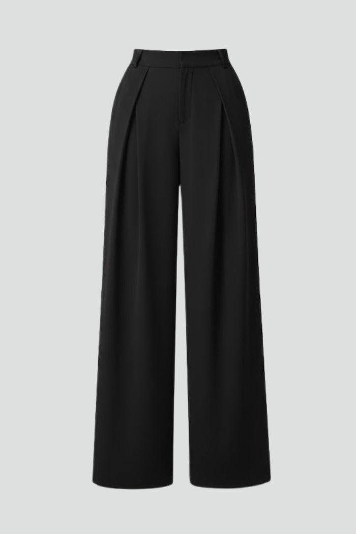 Women’s Wide Leg Trousers with Pleated Waist and High Rise