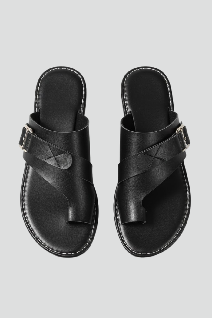 Women’s Sandals with Buckle and Textured Finish