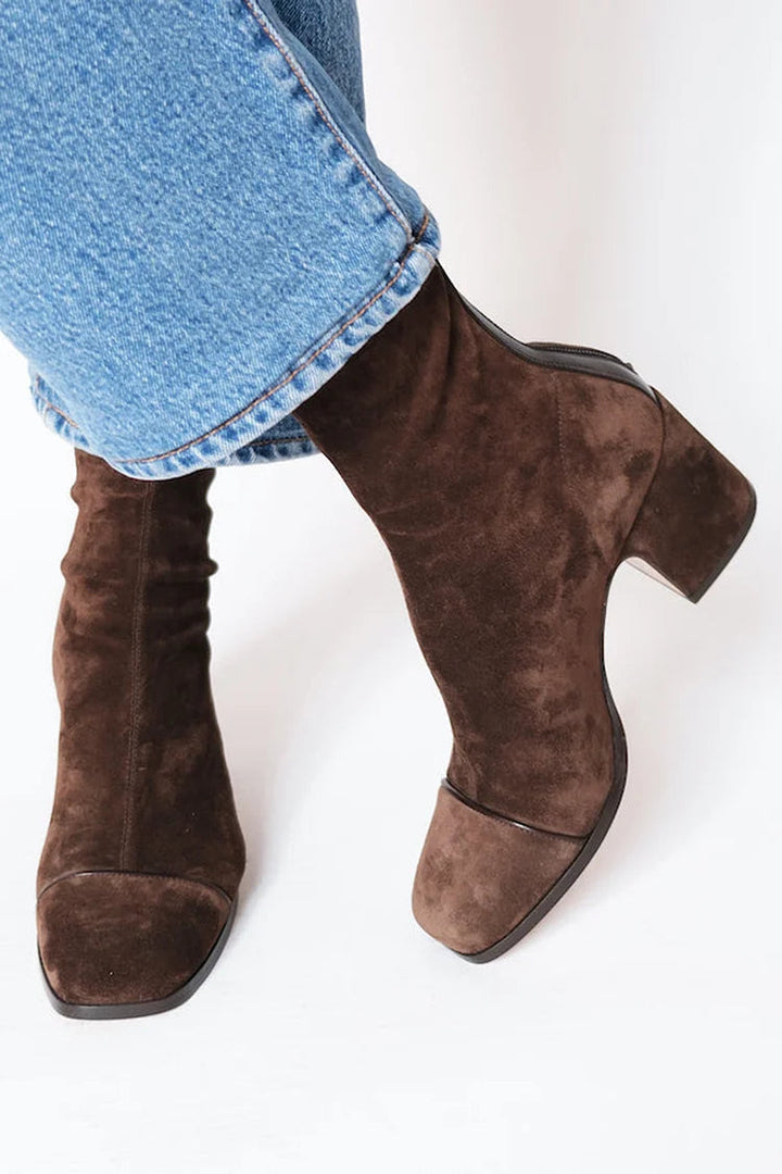 Suede Block-Heel Ankle Boots