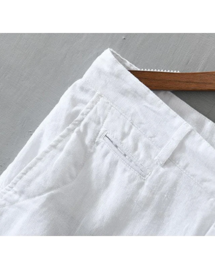 Flat-Front Linen Turn-Up Shorts