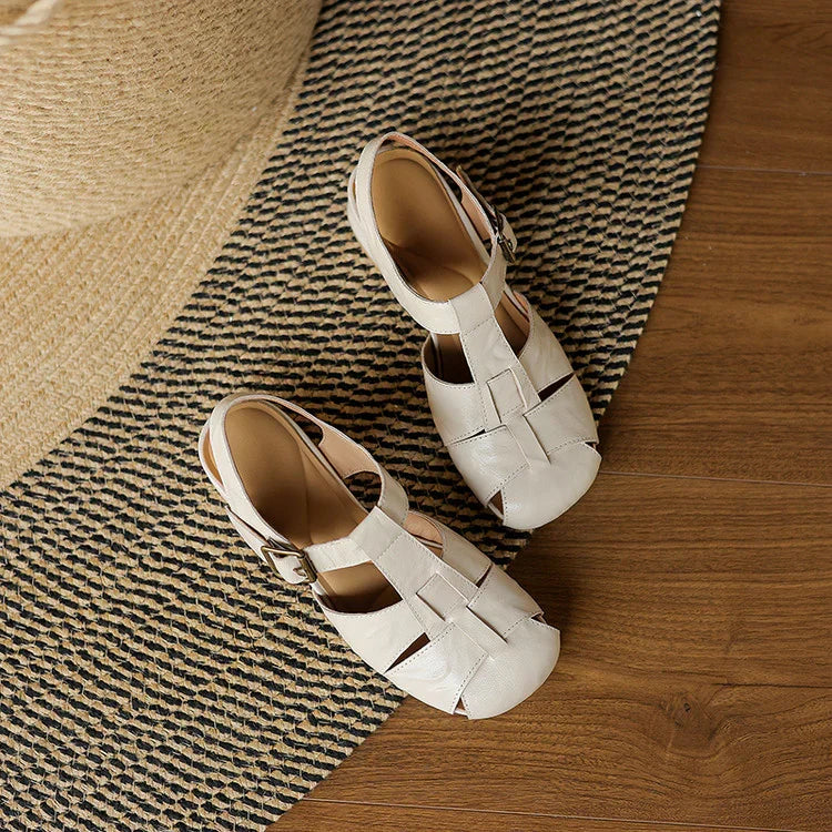 Premium Leather T-Strap Sandals