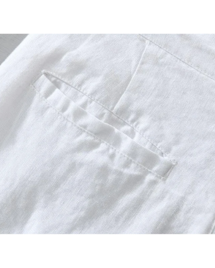 Flat-Front Linen Turn-Up Shorts