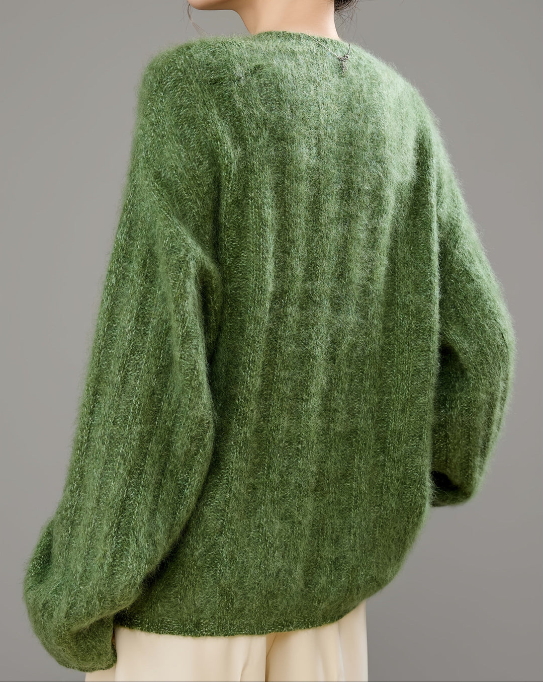 Brushed Ribbed Cashmere V-Neck Jumper