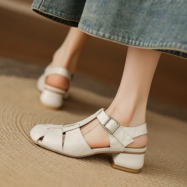 Premium Leather T-Strap Sandals