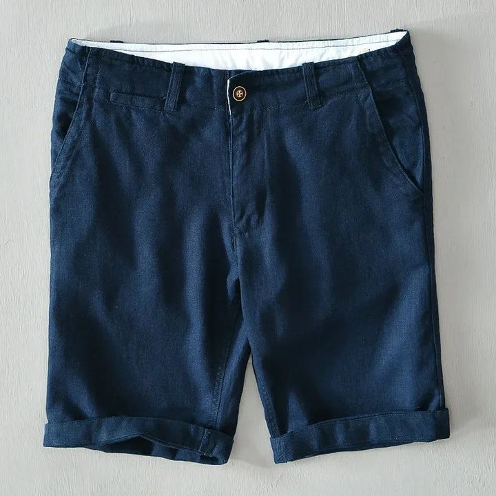 Garment-Dyed Linen Turn-Up Shorts