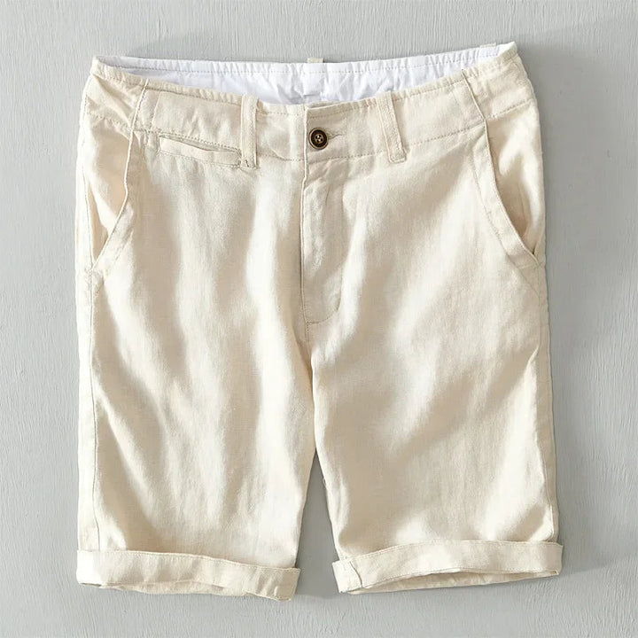 Garment-Dyed Linen Turn-Up Shorts