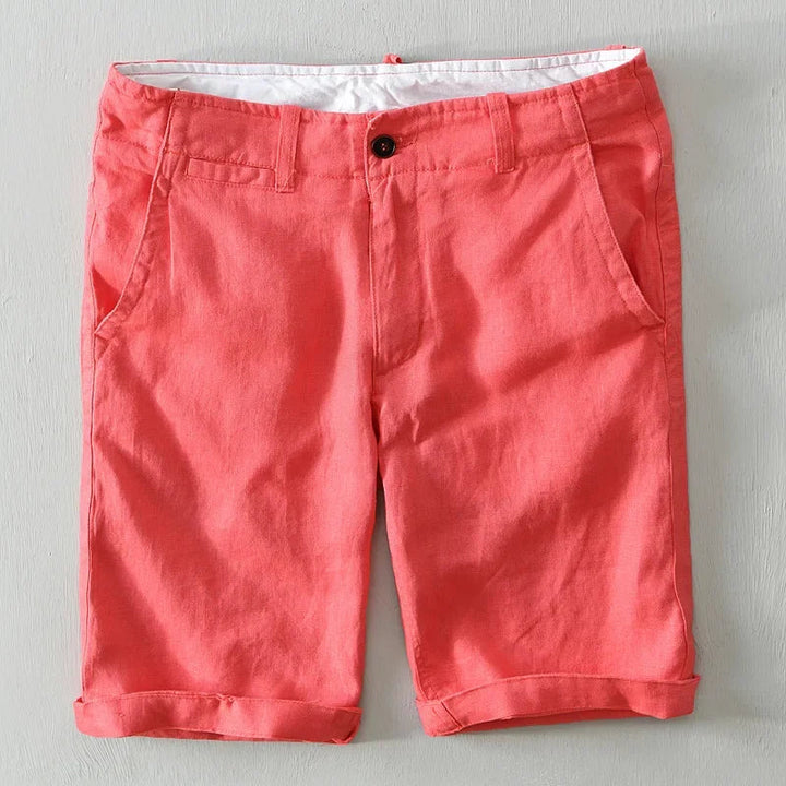 Garment-Dyed Linen Turn-Up Shorts