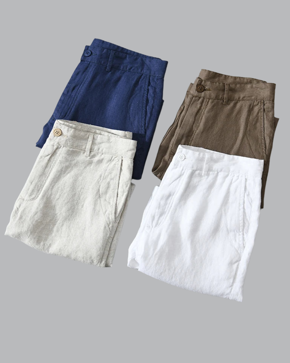 Flat-Front Linen Turn-Up Shorts