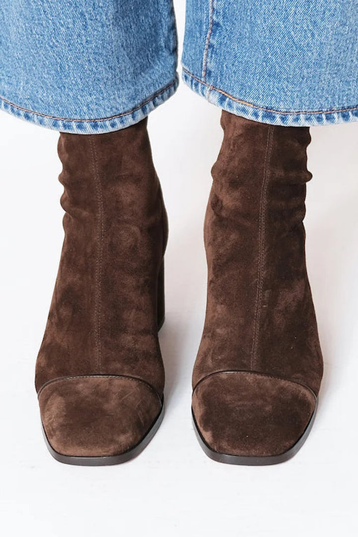 Suede Block-Heel Ankle Boots