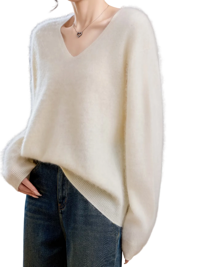 Brushed Cashmere V-Neck Jumper