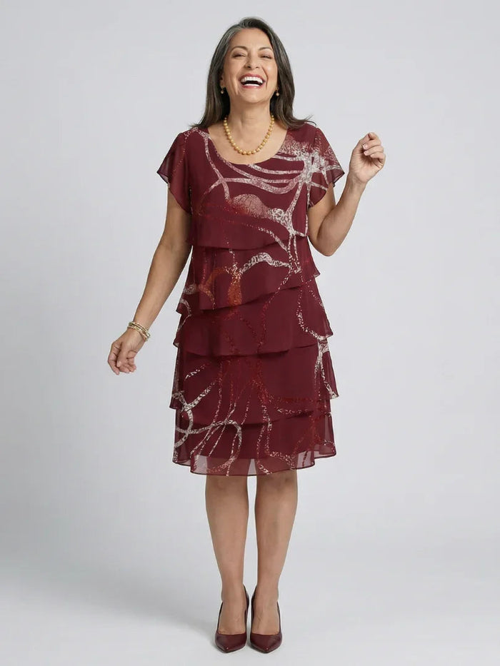 Alani | Composed Abstract Knee Length Dress