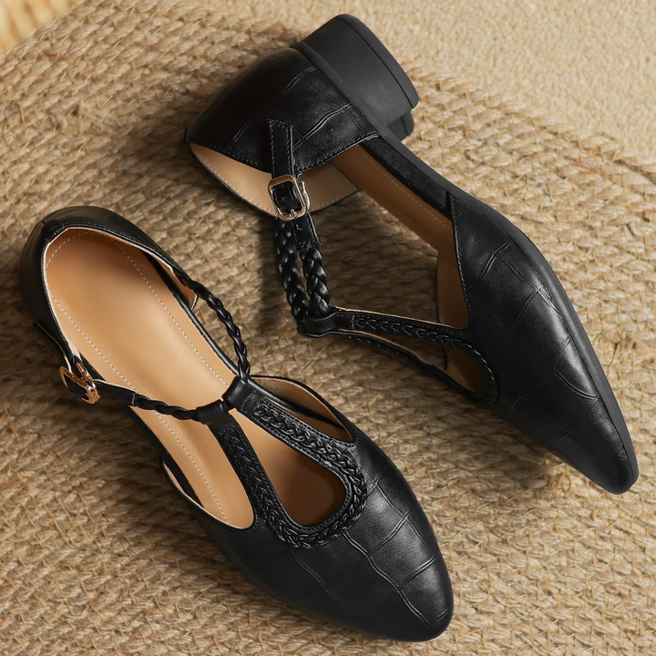Braided Leather Low Heels