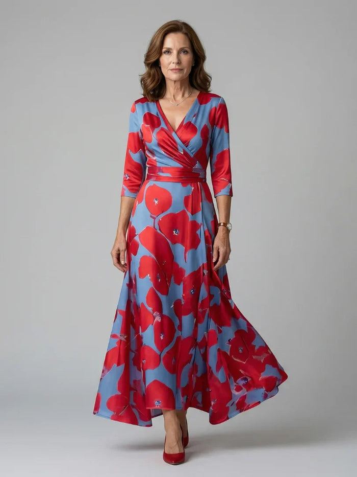 Celine | Cross Wrap Neck Midi Dress