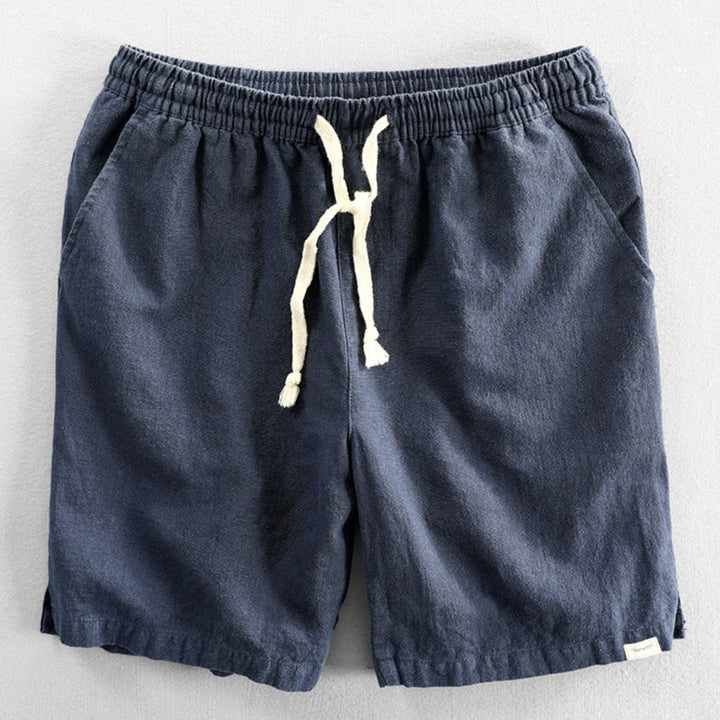 Vented-Hem Linen Drawstring Shorts