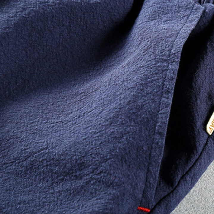 Vented-Hem Linen Drawstring Shorts