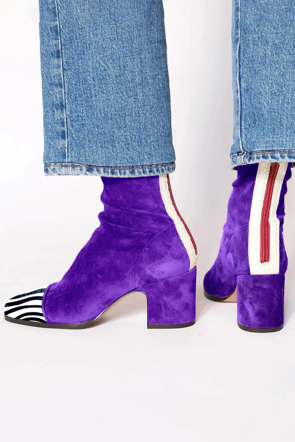 Suede Block-Heel Ankle Boots