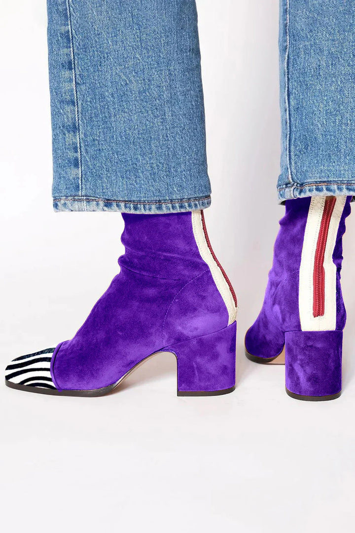 Suede Block-Heel Ankle Boots