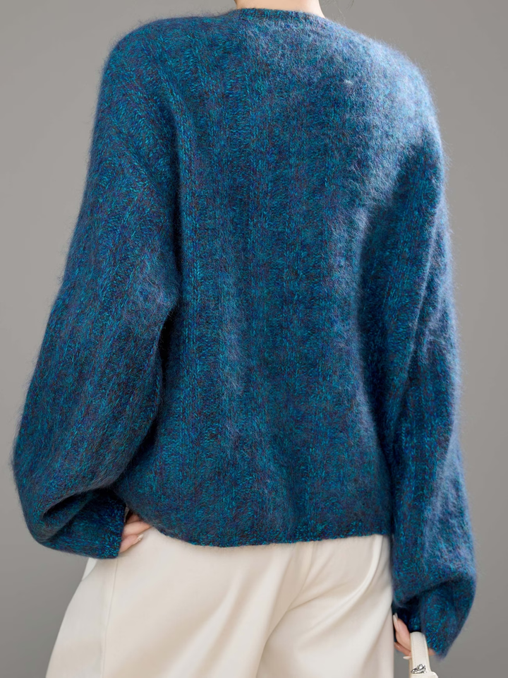 Brushed Ribbed Cashmere V-Neck Jumper