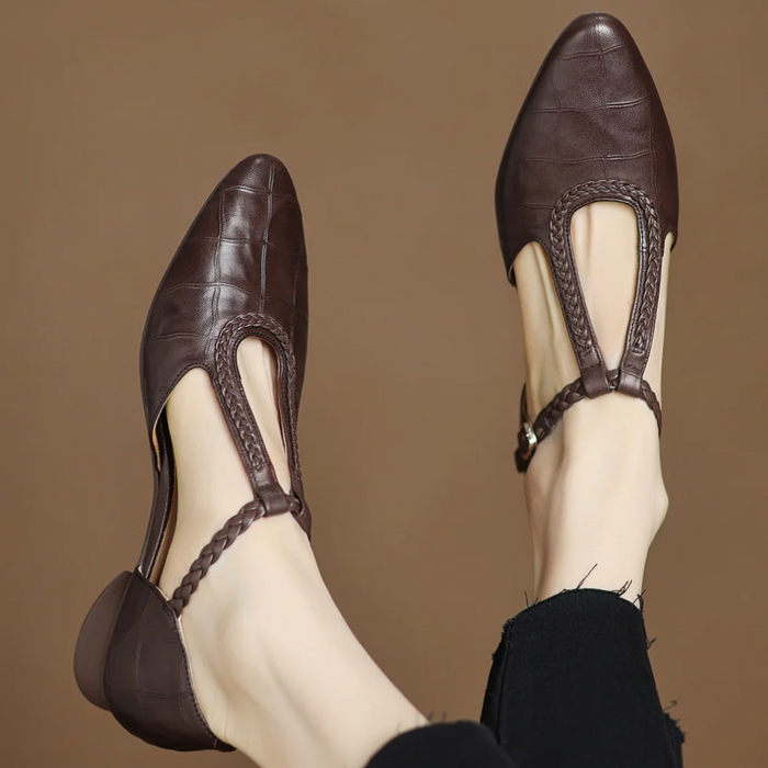 Braided Leather Low Heels
