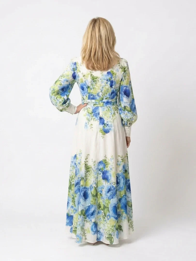 Harper | Long Sleeve Floral Button Front Maxi Dress