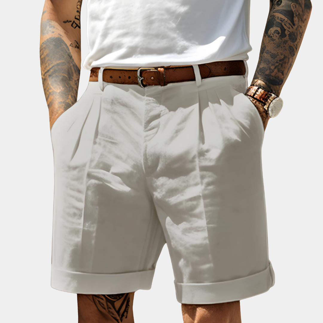 Tailored Pleated Turn-Up Shorts