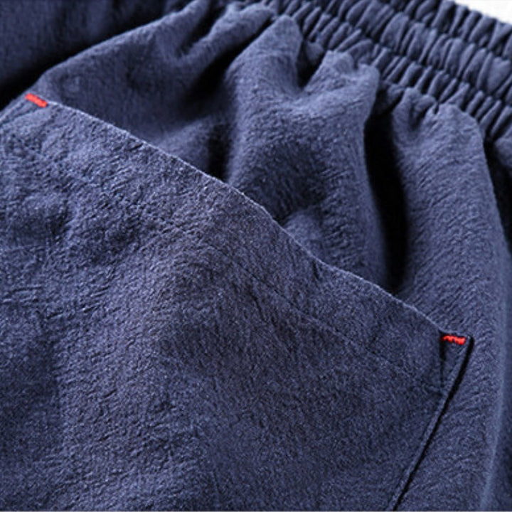 Vented-Hem Linen Drawstring Shorts