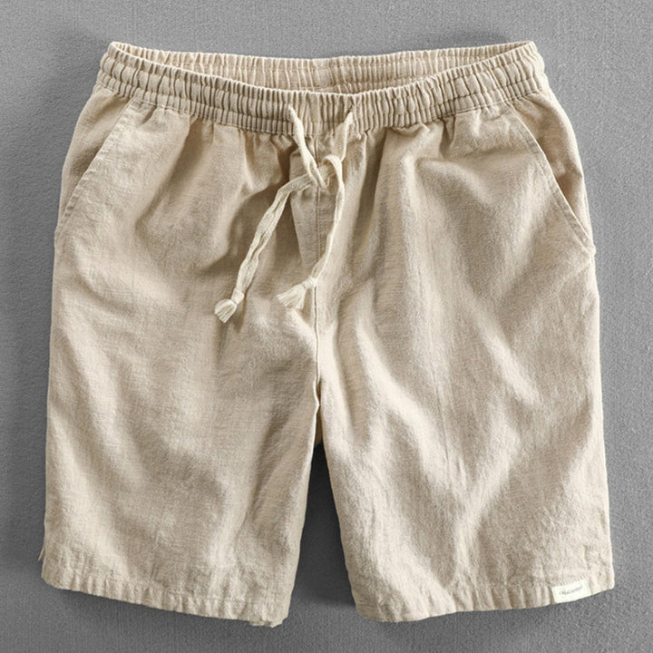 Vented-Hem Linen Drawstring Shorts