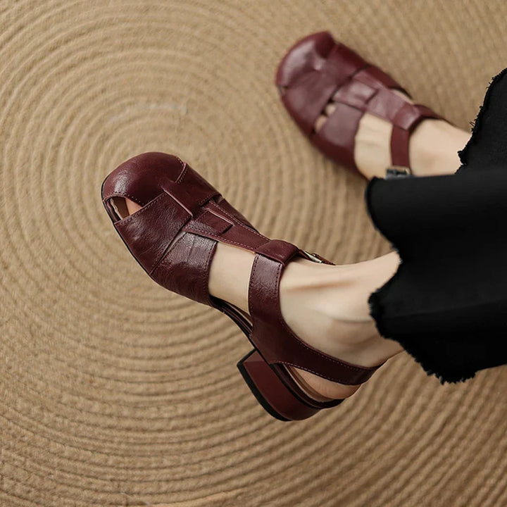 Premium Leather T-Strap Sandals