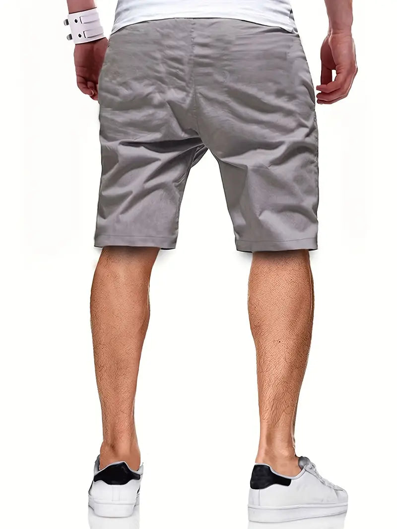 Leather-Patch Cotton Drawstring Shorts