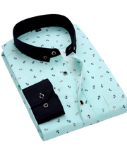 White with Navy Anchor Print