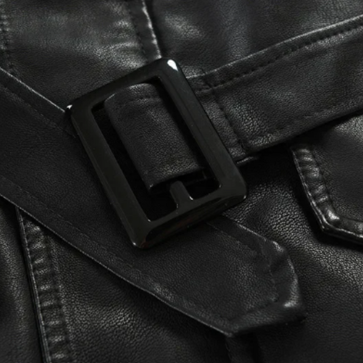 Elegant Long Leather Biker Jacket