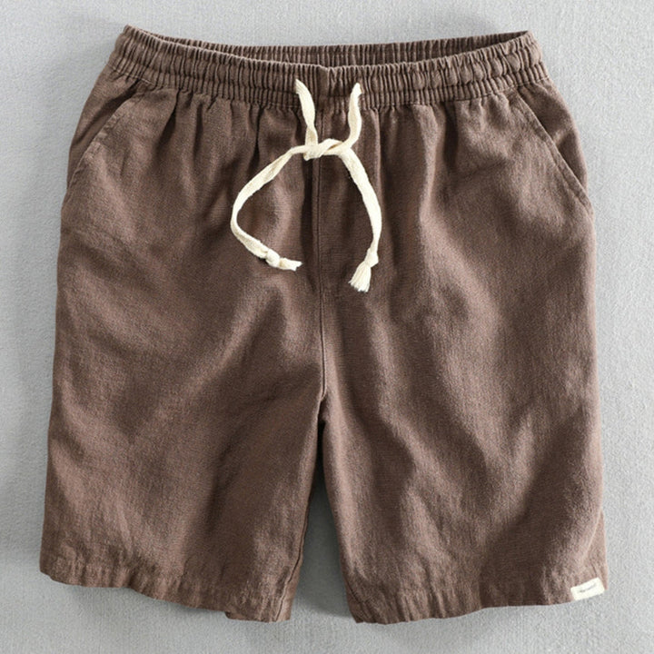 Vented-Hem Linen Drawstring Shorts