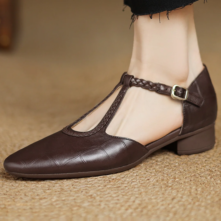 Braided Leather Low Heels