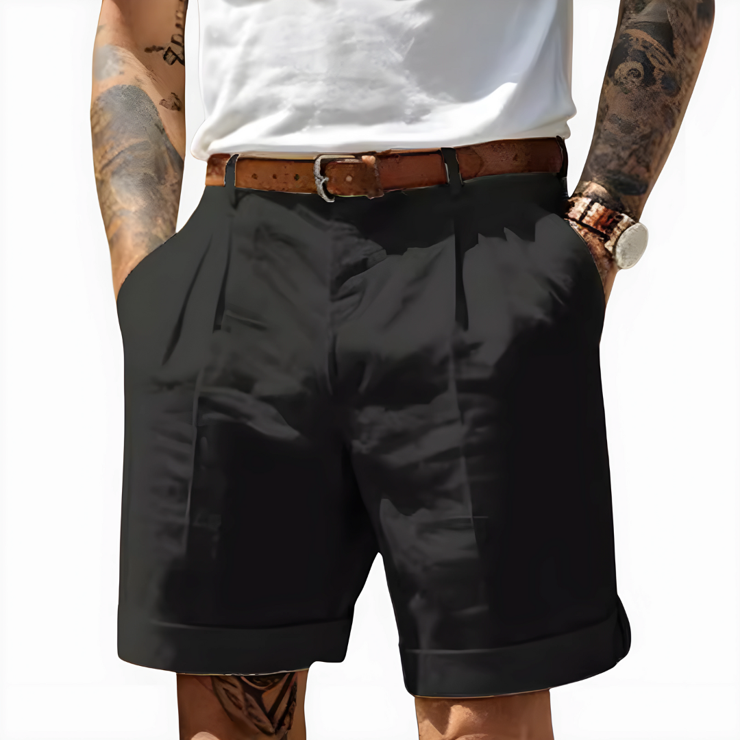 Tailored Pleated Turn-Up Shorts