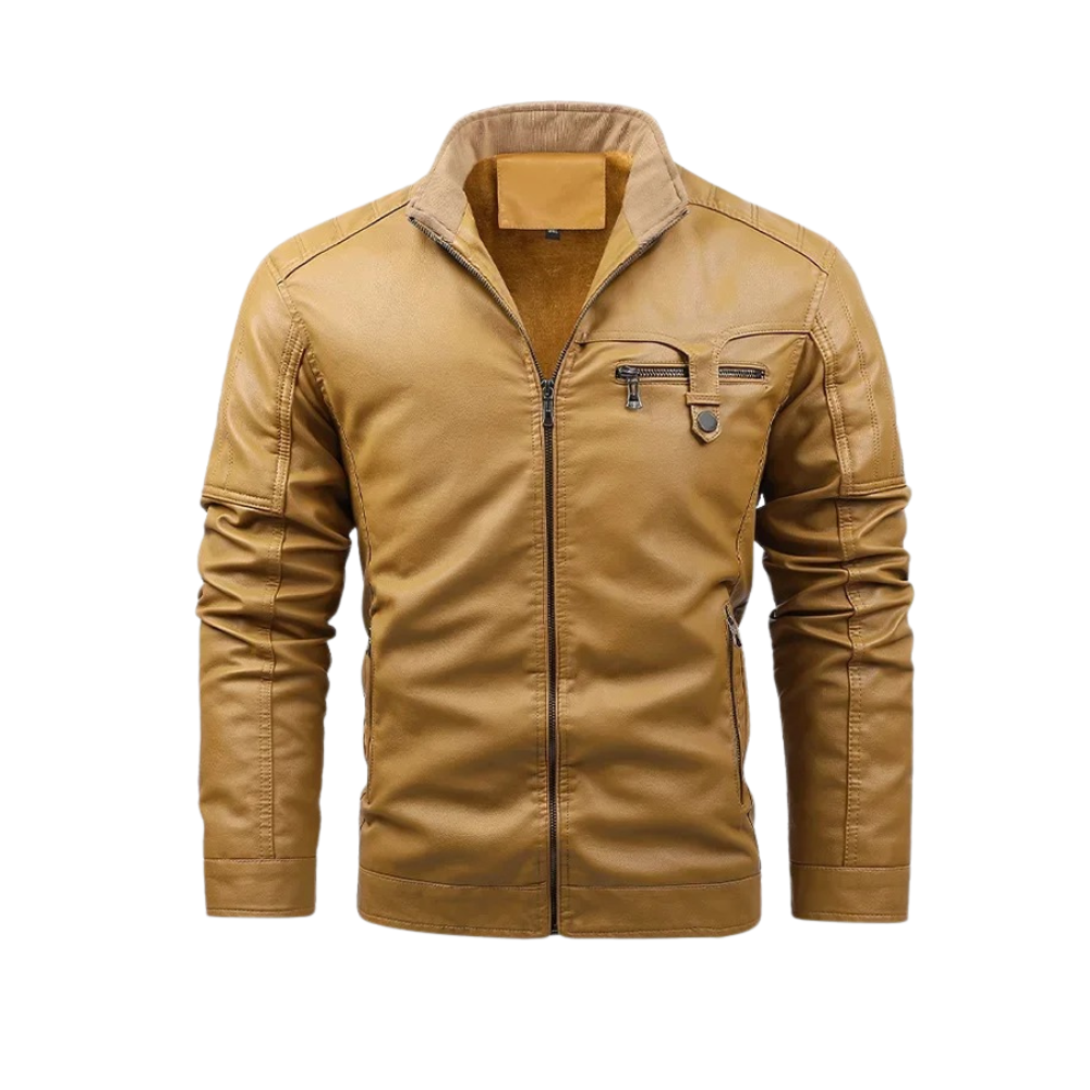 Retro Fleece Lined Leather Jacket