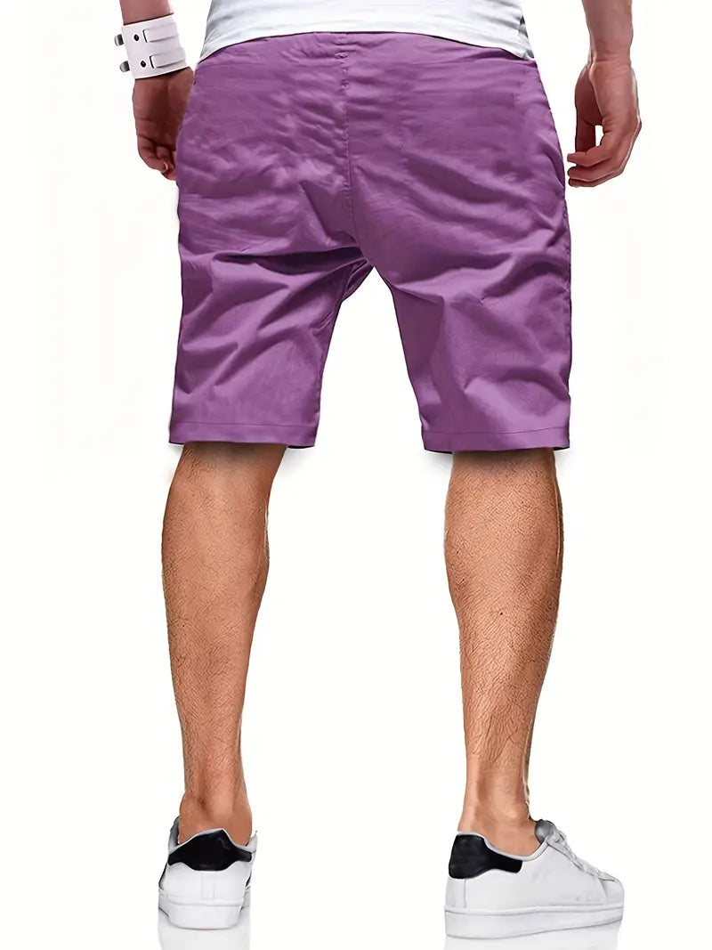 Leather-Patch Cotton Drawstring Shorts