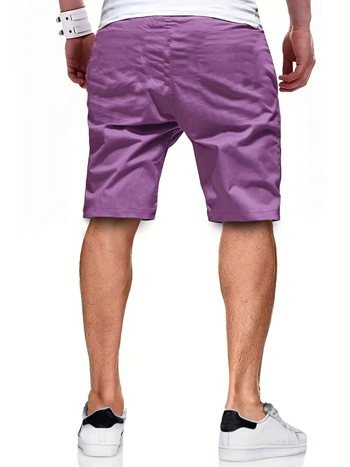 Leather-Patch Cotton Drawstring Shorts