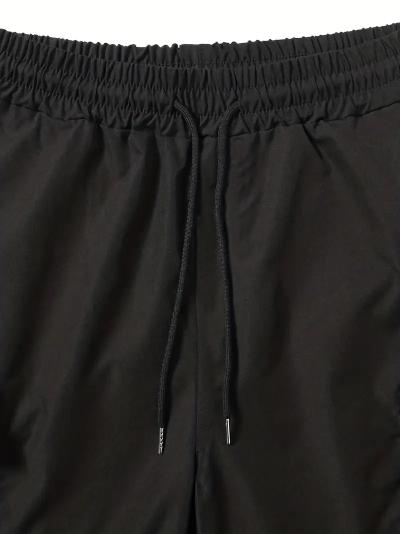 Leather-Patch Cotton Drawstring Shorts