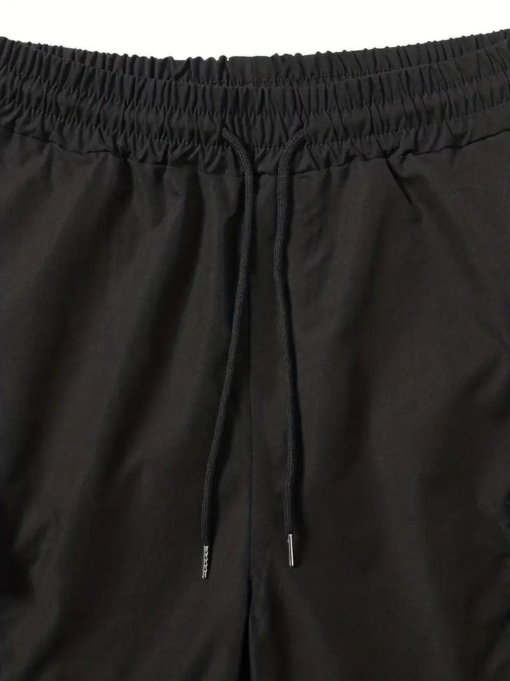 Leather-Patch Cotton Drawstring Shorts