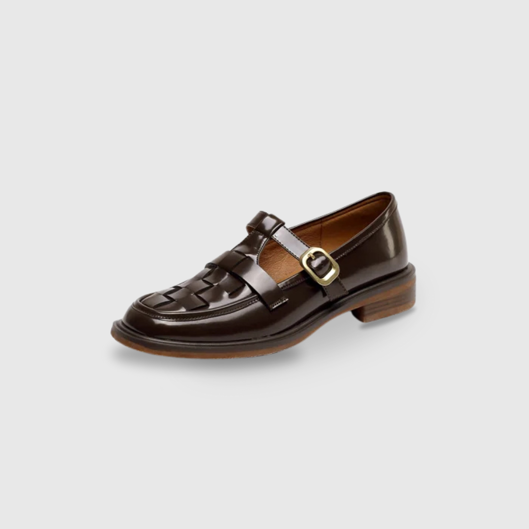 Woven Cage Leather Loafers