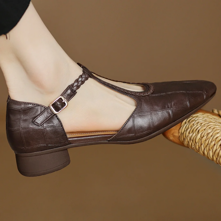 Braided Leather Low Heels