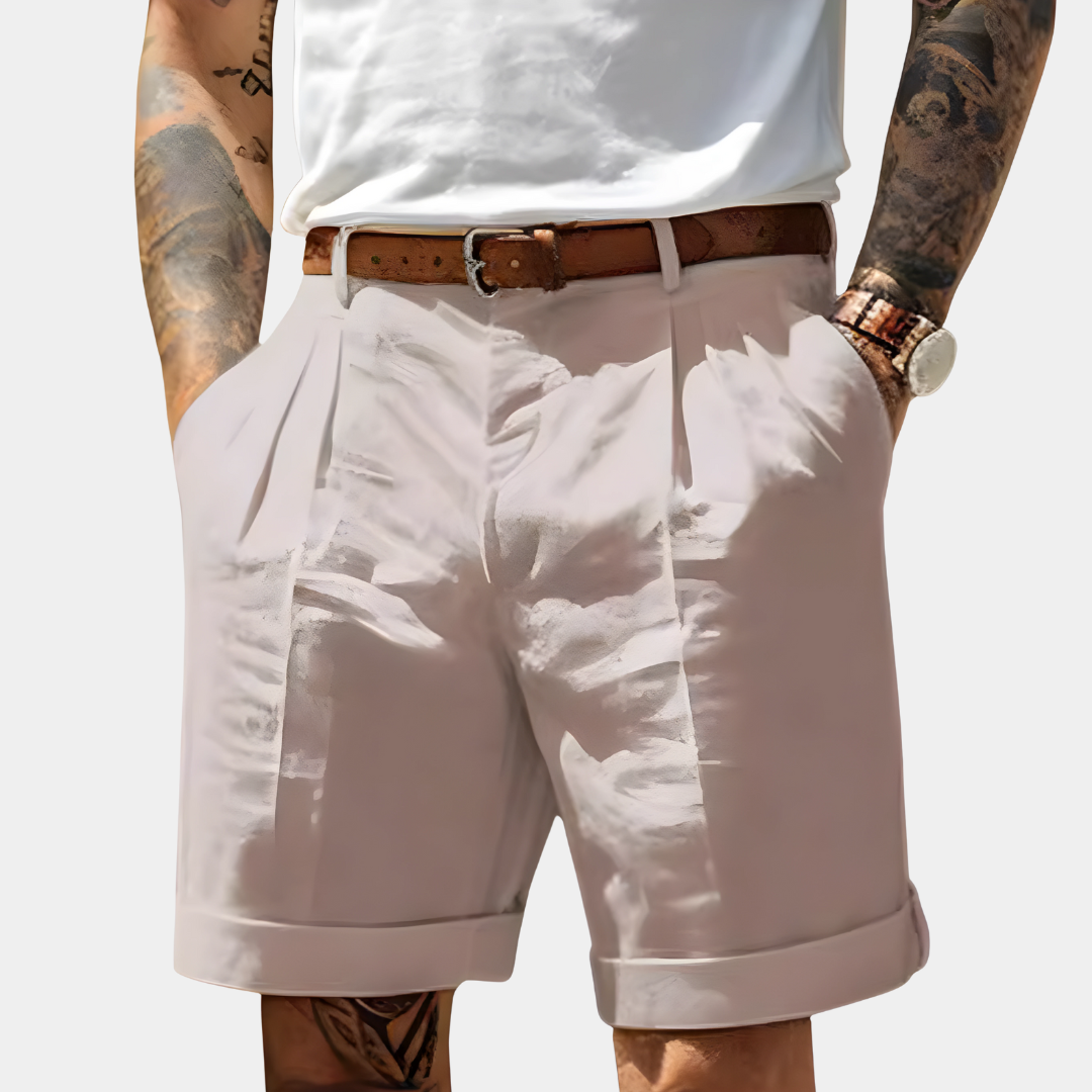 Tailored Pleated Turn-Up Shorts