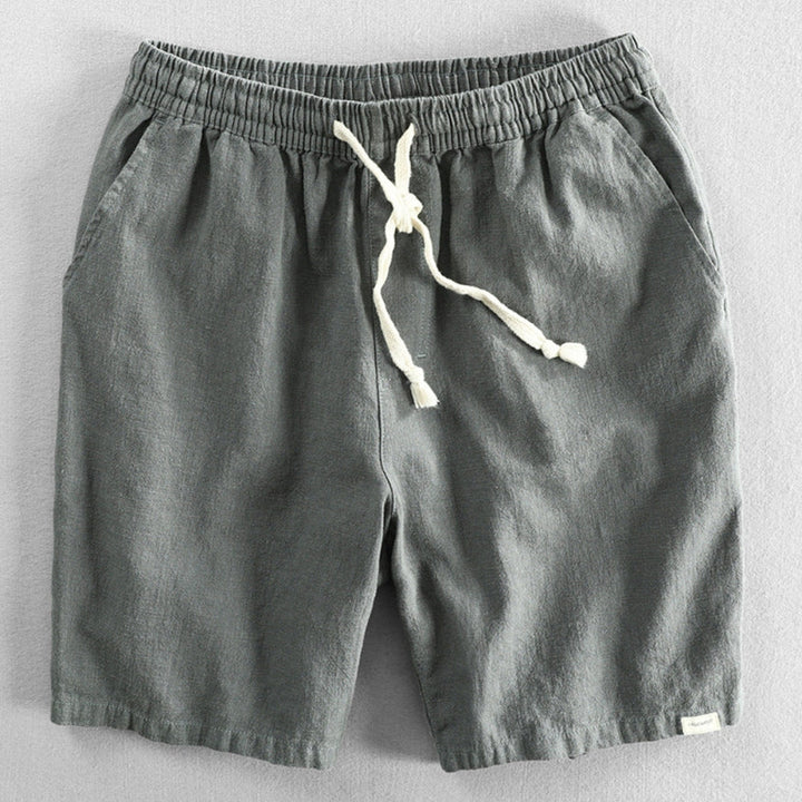 Vented-Hem Linen Drawstring Shorts